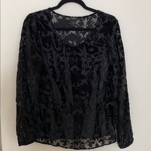 Ann Taylor Black Velvet Long Sleeve Top